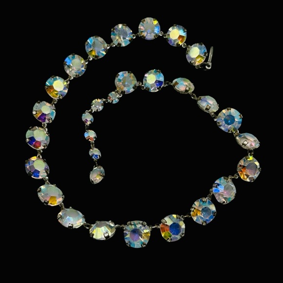 Vintage 1960’s Czech AB Rhinestone Rivière Necklace - Picture 3 of 7
